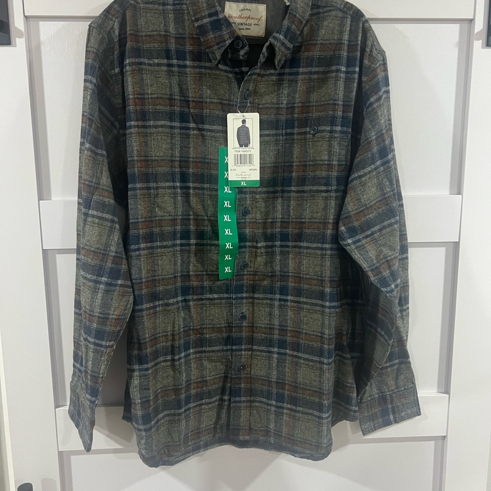 Weatherproof Men's Plaid Shirt - Brown and Blue